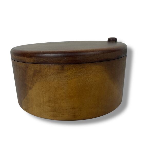 Paula Deen Pantry Ware Signature Wooden Salt Cellar Bowl Box Sliding Lid 5.5" - Picture 5 of 11